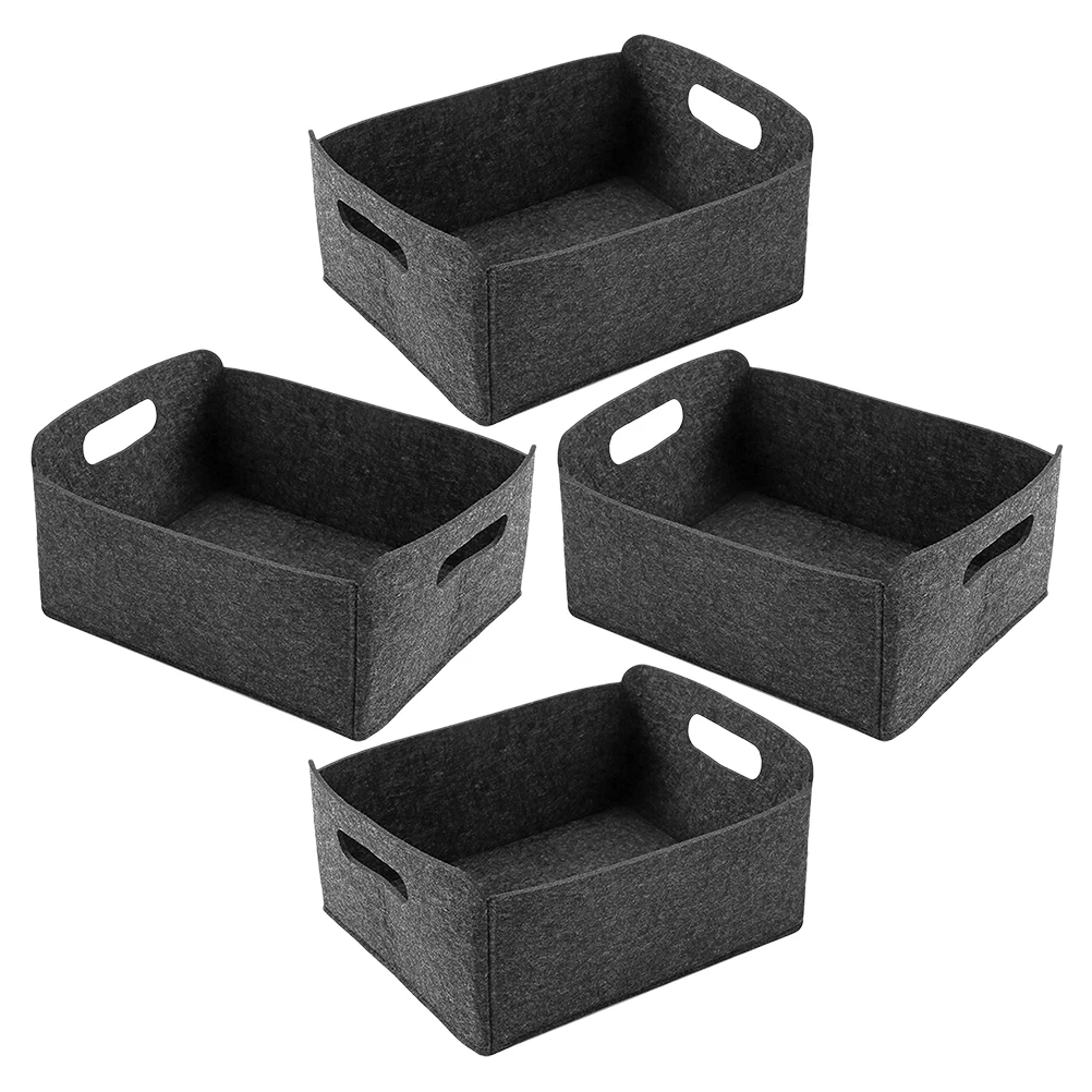 

4pcs Storage Basket Felt Organizer Large Capacity Closet Bins Bathroom Book Containers Fabric Boxes Multifunctional