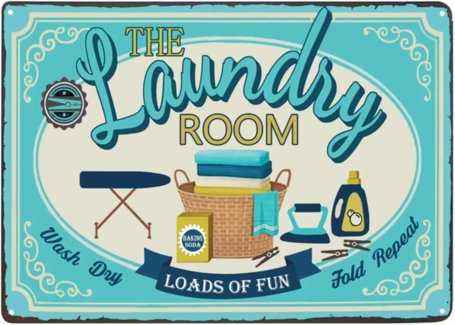 Retro Aluminium Tin Sign The Laundry Room Loads of Fun Farmhouse Laundry Room Sign Country Washroom Signs Art Wall ,24oc11saA