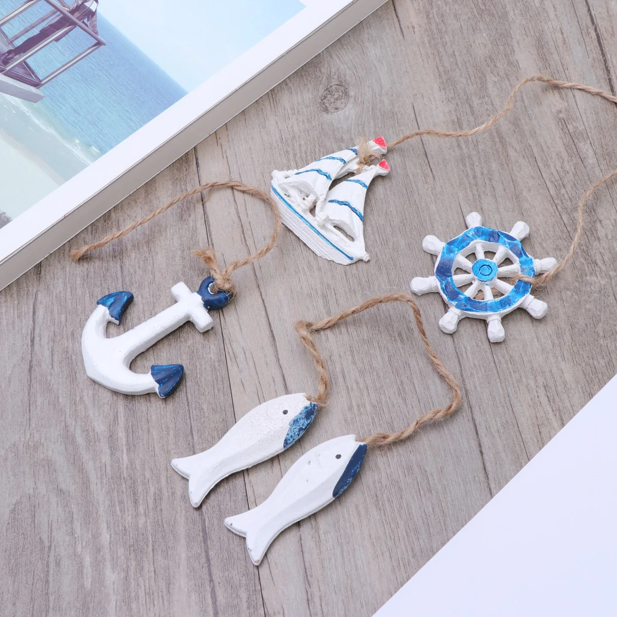 

9Pcs Mediterranean Sea Style Pendant Decorations Nautical Wall Ornaments Home Art Coffee Shop Bar Resin Small Pendants