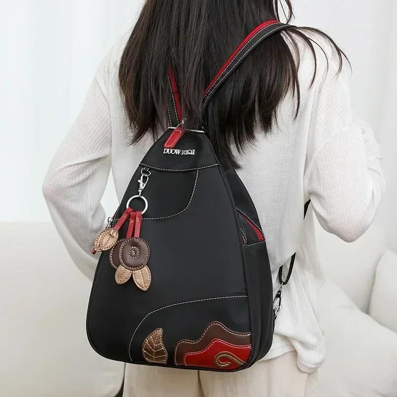 Nylon Patchwork Sewing Fashion Backpack Large Capacity Solid Color Zipper Shoulder Bag 2024 Hot Sale Bags for Women Mochila