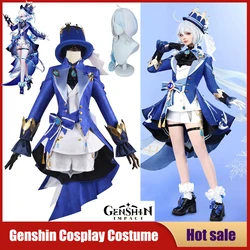 Game Genshin Impact Cosplay Costumes Fontaine Furina Focalors COS Hat Wig Shorts Uniform Carnival Christmas Party Women's Suits