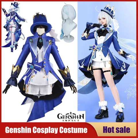 Game Genshin Impact Cosplay Kostuums Fontaine Furina Focalors Cos Hoed Pruik Short Uniform Carnaval Kerstfeest Damespakken