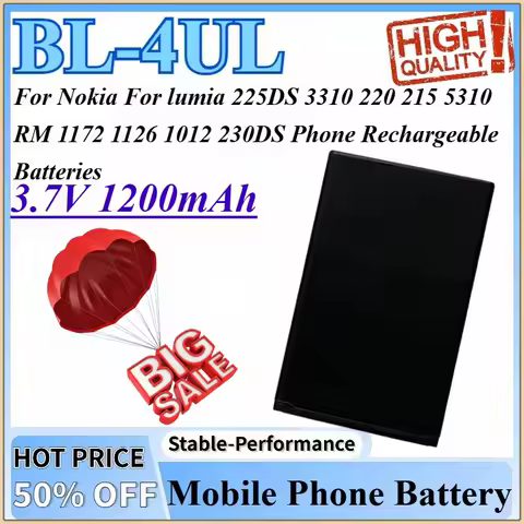 3.7V 1200mAh BL-4UL Battery For Nokia For lumia 3310 220 225DS 5310 215 RM 1126 1172 230DS 1012 Phone Rechargeable Batteries