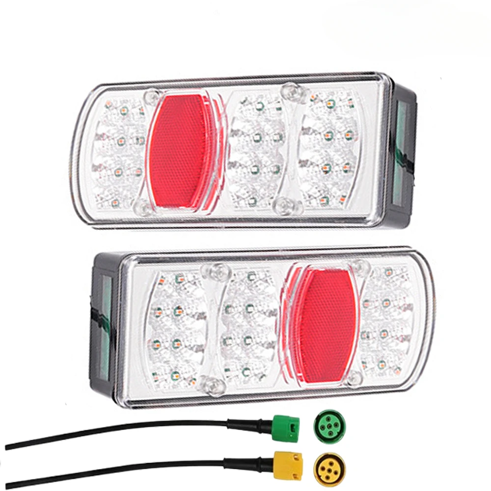 1 Set 12V LED 5 Functions Truck Trailer Tail Light Rear Stop Brake Light Turn Signal Number Plate Reflector Lamp 5 Core Caravan