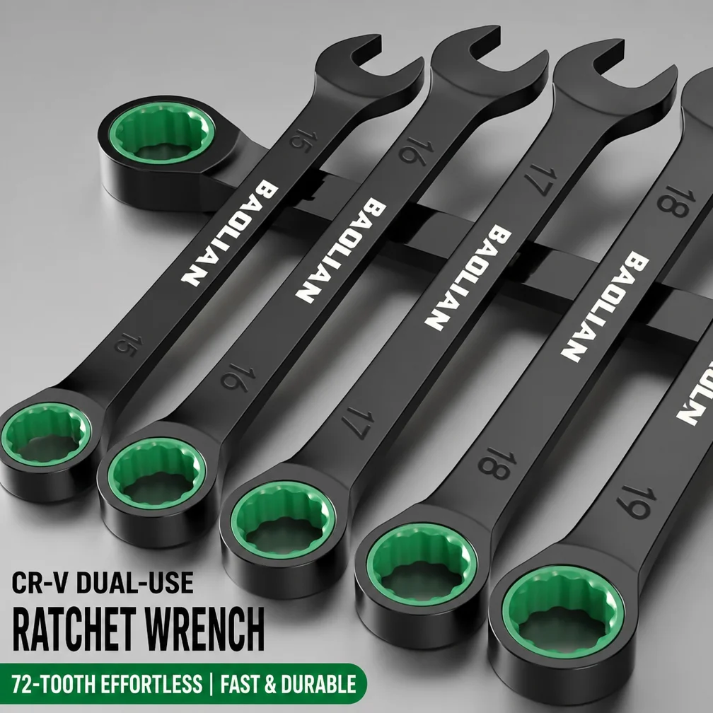 Doppelrichtungs-Schnell-Ratschenschlüssel mit Pflaumenblüten-Design, Industriequalität, Automatischer Kleiner Öffnungs-Doppelnutzungs-Schraubenschlüssel – Detail 2