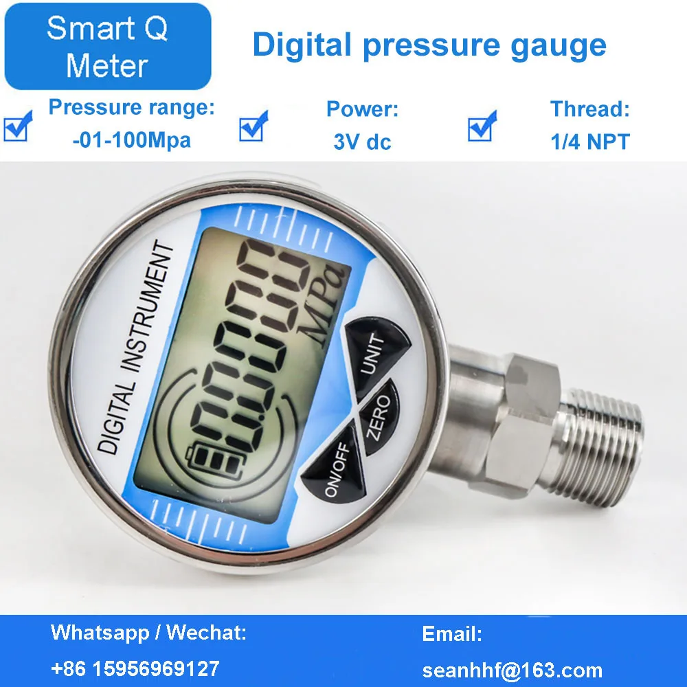 

Battery pressure gauge intelligent digital stainless steel electronic barometer oil-water pressure gauge digital display 60MPA