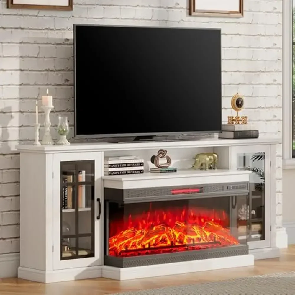 3-Sided Glass Fireplace TV Stand Electric Entertainment Center Console 85