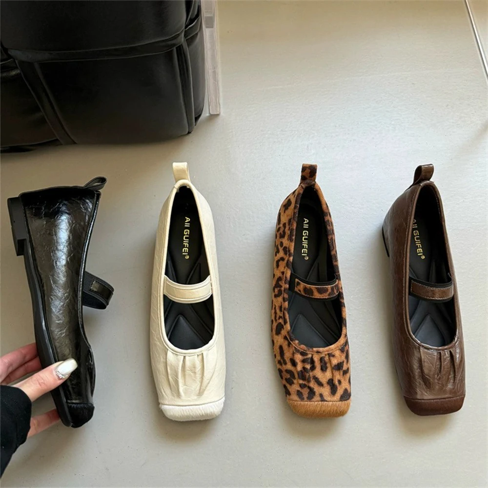 

Women's Dress Square Toe Flats Ballet Comfort Soft Slip On Casual Leopard Flat Shoes for Work Daily 1.18 Inches Inner Height
