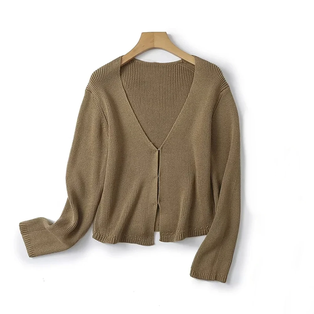 Cos Lris2024 autumn new Maillard temperament simple casual V-neck sweater knitted cardigan women 05670670533