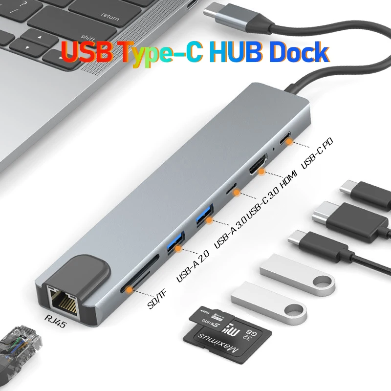 Multi-USB Type-C HUB thunderbolt dock station HD untuk laptop Dell Lenovo HP Hua Xiaomi MacBook Macmini Mac aksesoris satechi