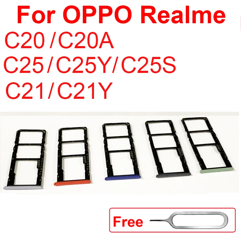 SIM Card Tray For OPPO Realme C20 C21 C25 C21Y C25Y C25S C20A Sim Card Slot Tray Holder Adapter Replacement Parts