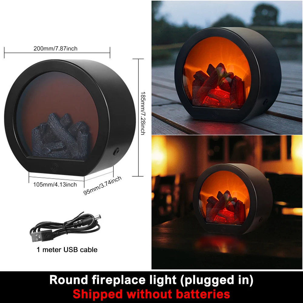 LED Flame Lantern Lamps Decorative Fireplace Simulated Flame Effect Flameless Light Courtyard Room Tabletop Festival Decor Gift