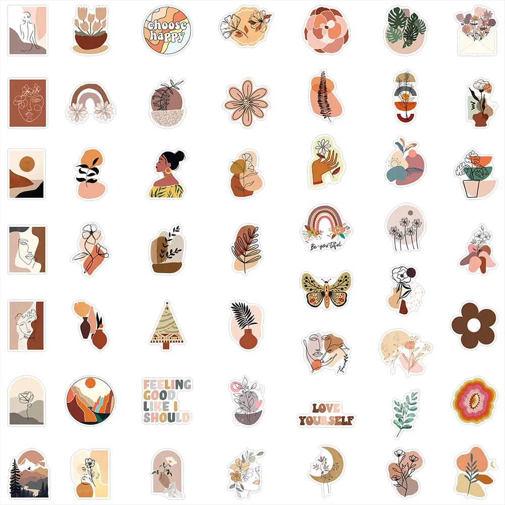 10/30/50pcs Aesthetic Vintage Bohemian Graffiti Stickers Retro Boho Art Decal Decoration DIY Suitcase Guitar Laptop Cute Sticker 6