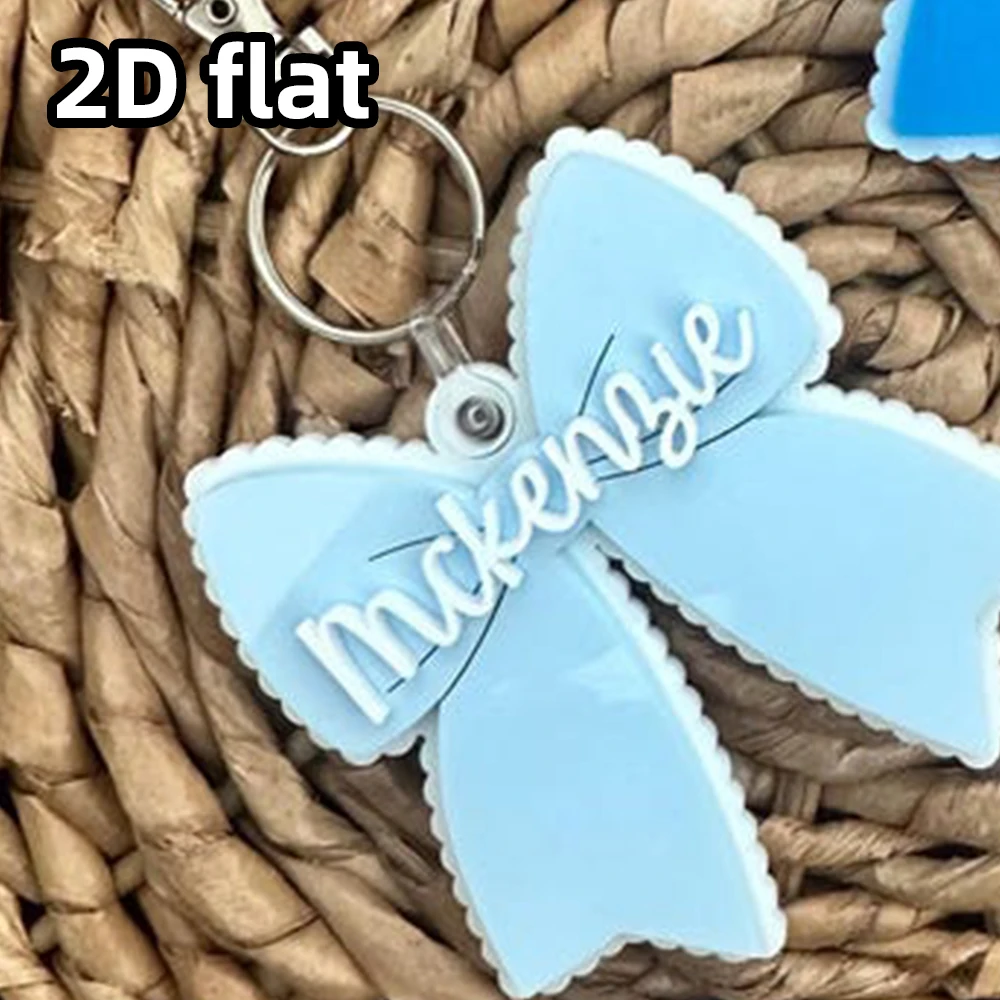 سلسلة مفاتيح على شكل فيونكة أكريليك واحدة، علامة اسم القوس الصدفية المخصصة، لوحة اسم مخصصة، سحر حقيبة القوس الجميل - قطعة واحدة