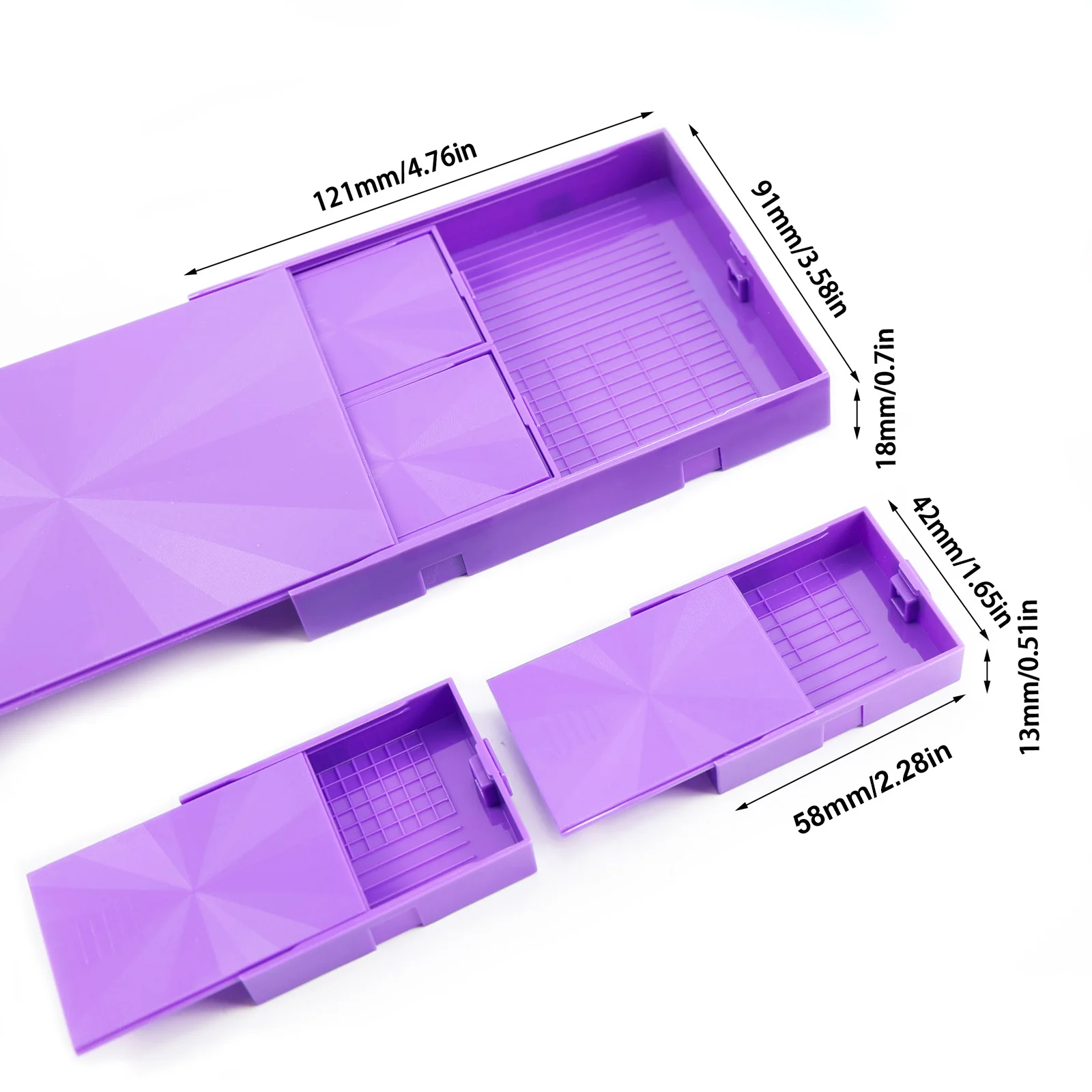 Diamond Painting Drill Organizer Tray, Stackable Sliding Lid Plates, Multi-Grid Design with Spoons and Brushes,for Diamond Art