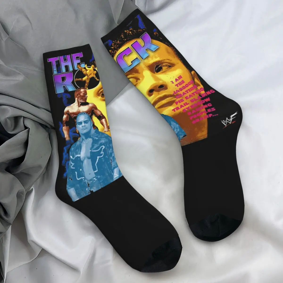

Eyebrow Meme Dwayne The Rock Johnson Socks Gothic Stockings Winter Non-Slip Adults Men Socks Medium Soft Graphic Skateboard Sock