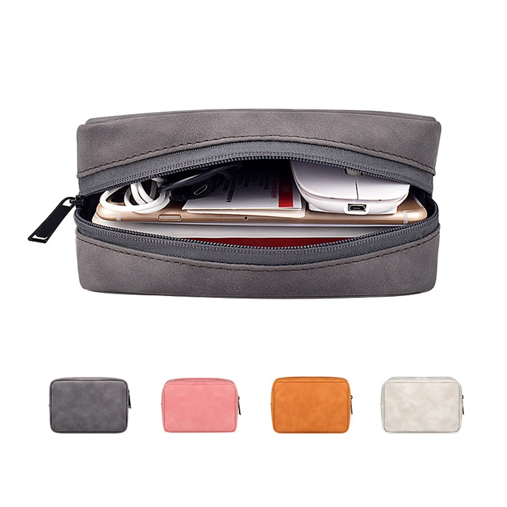 Large Waterproof PU Leather Cosmetic Bag for Men Women Fashion Travel Toiletry Bag Mackup Case Big Digital Accessory Storage Bag