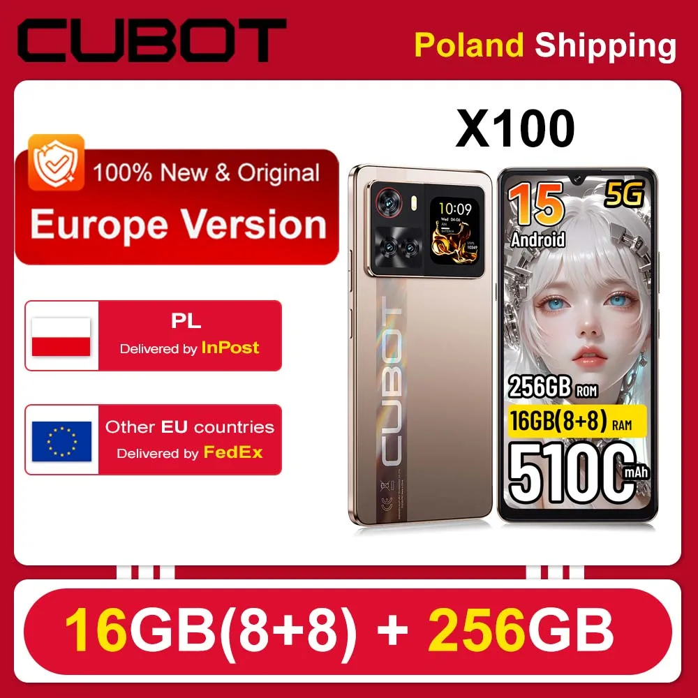 [Shipping From Poland] Cubot X100 Android 15 5100mAh 33W NFC 5G Smartphone 6.88" 16GB(8+8) RAM 256GB ROM 64MP Mobile Phone