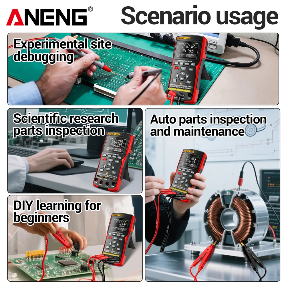 LCR Bridge Meter Capacitor Tester Intelligent Portable Inductance Electronic Component Auto Measurement Detector Tool ANENG LM06
