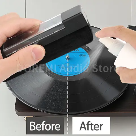 Vinyl Record Player Cleaning Brush Anti-Static Dust-proof CD/LP Cleanr Kit Velvet Brush Set for Turntable Needle Phonograph