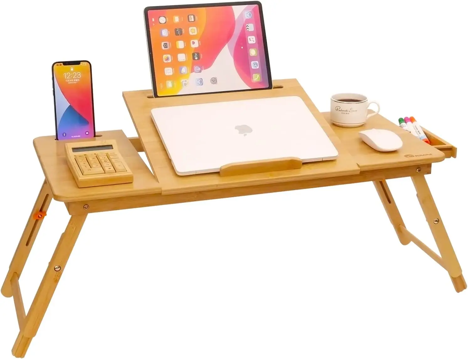 Lap Desk    Bed Table Desk Tray Desk for Bed for Laptop Writing Eating Laptop Desk with Tablet Slot, Adjustable Height Angle,