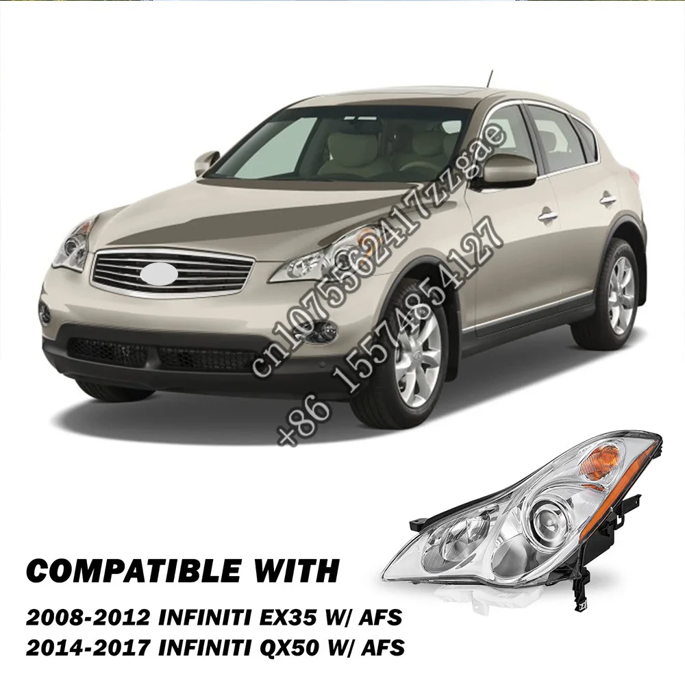 AFS Headlight Assembly Compatible with 2008-2012 Infiniti EX35 2014-2017 Infiniti QX50 Ballast & Bulbs Included Projector