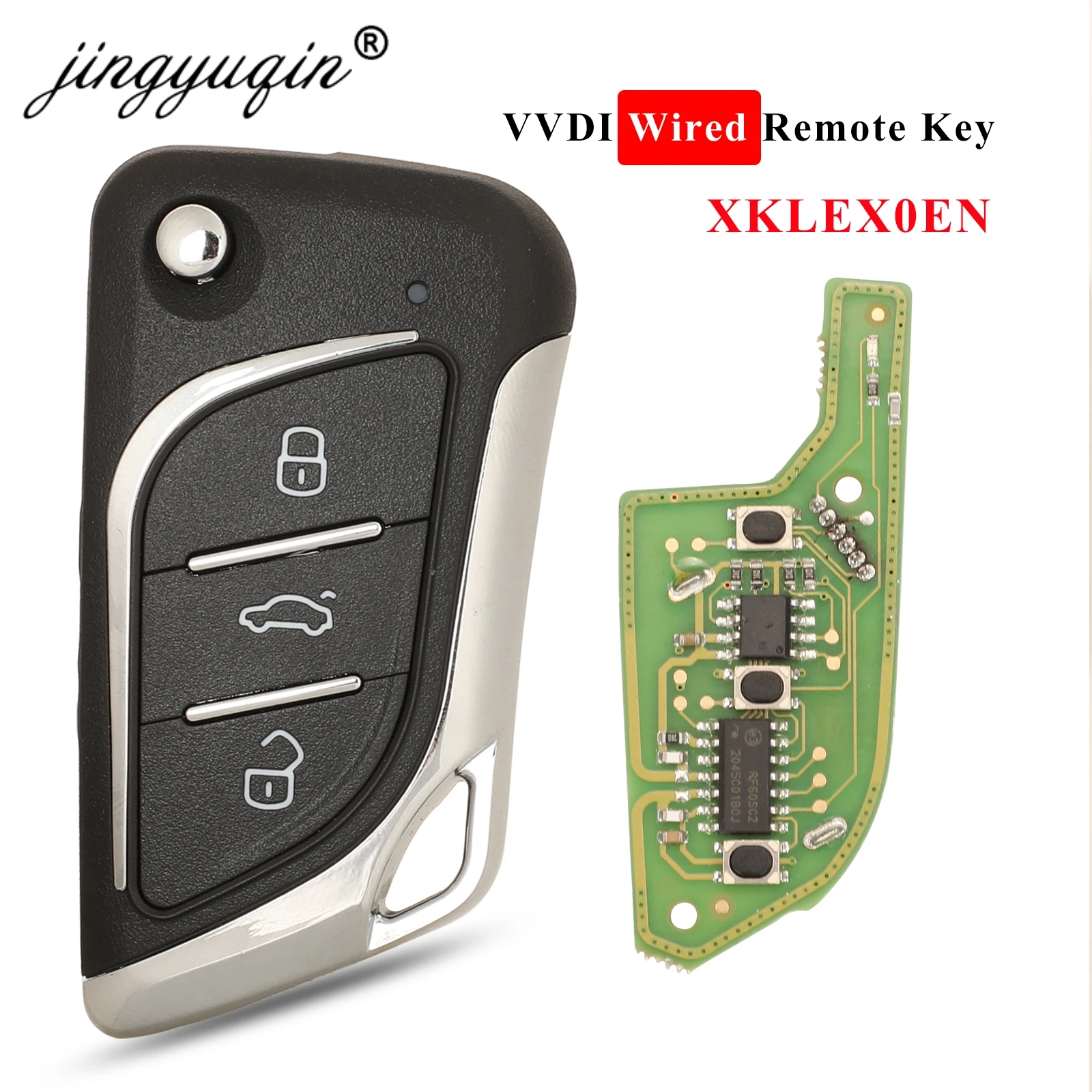 

jingyuqin XKLKS0EN VVDI Wired Universal Remote Key 3 Buttons Fob for Xhorse VVDI2 /VVDI MINI Key Tool/VVDI Key Tool Max