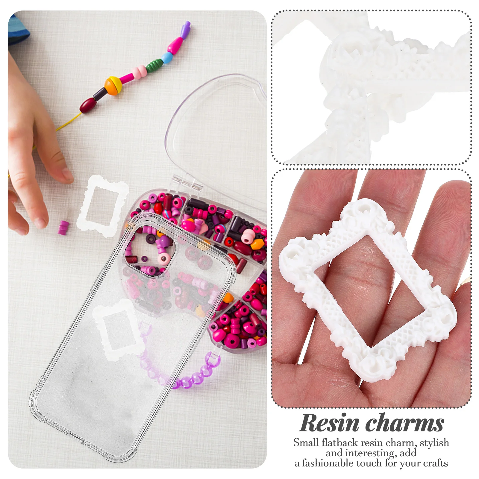 10Pcs Stylish Flatback Resin Photo Frame Charms DIY Craft Decor for Phone Case Keychain Scrapbooking Cellphone Ornament
