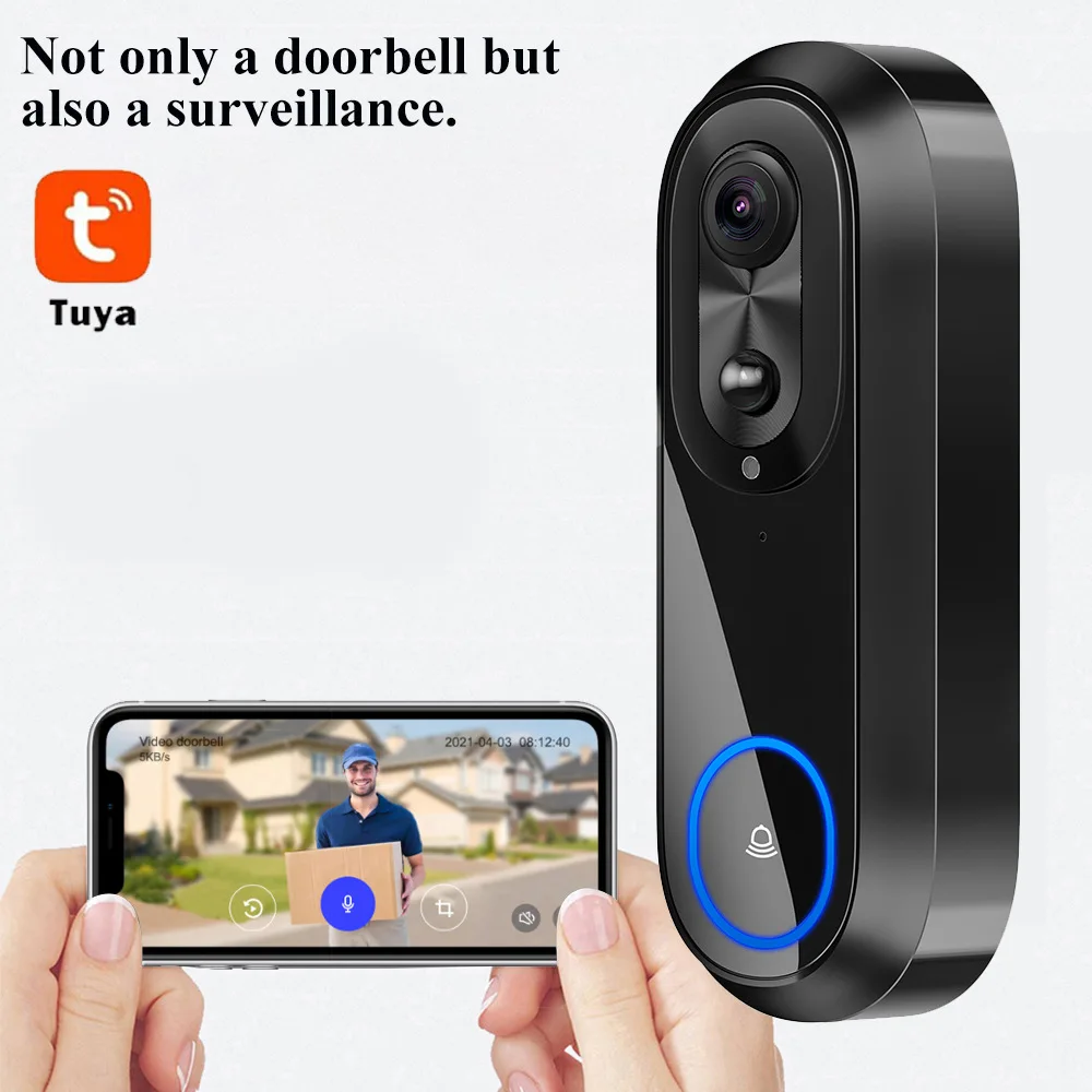 2MP 1080P 5G  Tuya APP  Wireless WIFI IP Doorbell IR Night Vision Video Door Phone Visual Doorbell With Indoor Chime Door Entry