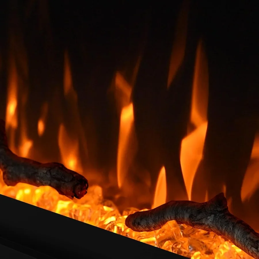 Perapian Listrik 30 inci dengan Desain Ultra Tipis 4.3 untuk Ruang Tamu dan Kamar Tidur Modern Bingkai Ultra Sempit Dipasang di Dinding dan Dapat