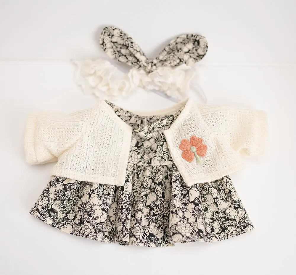 Mini Plush Doll'S Clothes Outfit Accessories For Cartoon Plush Toys Floral Dress Vest Hairband Clothing Gift