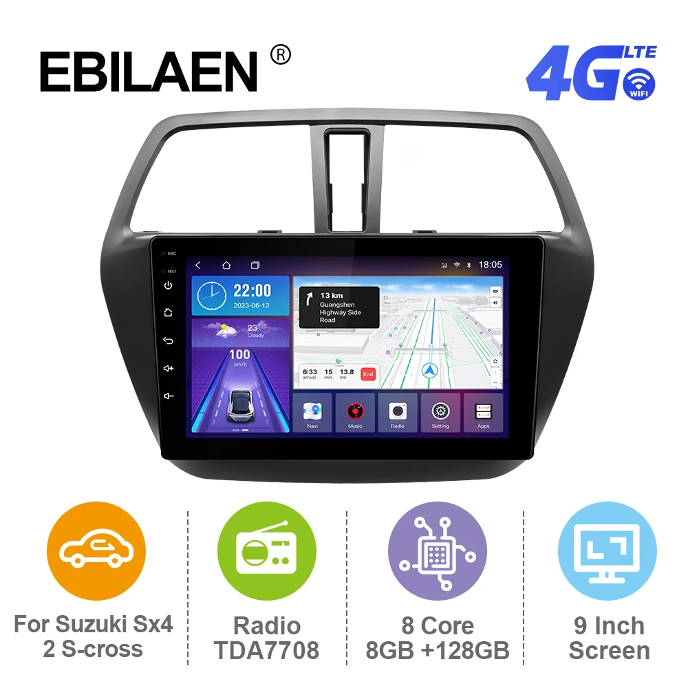 

EBILAEN Android 12 Car Radio For Suzuki SX4 2 S-Cross 2012-2016Multimedia Player GPS RDS Navigation Carplay Autoradio 4G DSP