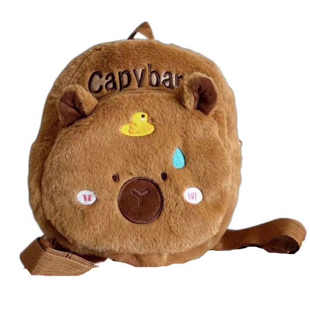 

Thickened Capybara Plush Backpack PP Cotton Lightweight Cartoon Animal Daypack Soft Brown Large Capacity School Bag Girls