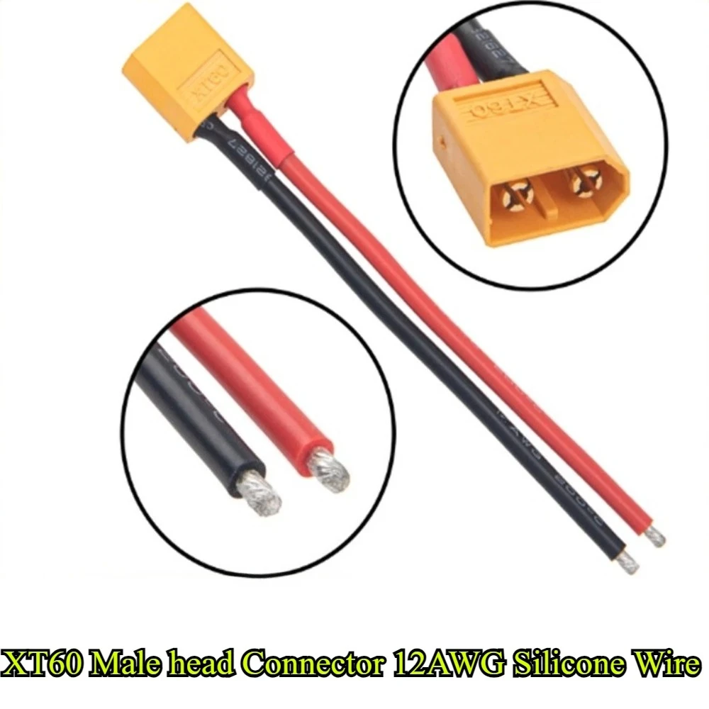 XT60 Tプラグ オス・メス コネクタ 10/15/20～50cm 12AWG シリコンワイヤーケーブル付き RCドローン クアッドコプター 車 ボート リポバッテリー ESC用