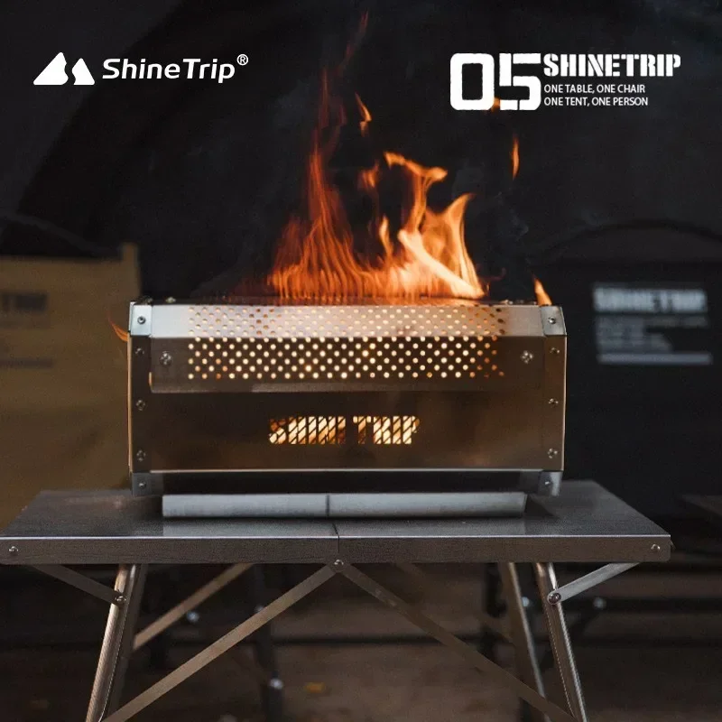 ShineTrip Outdoor Honeycomb Blat Incinerator Camping Winter Ambiance Ogrzewanie Grill ze stali nierdzewnej Stół odporny na ciepło