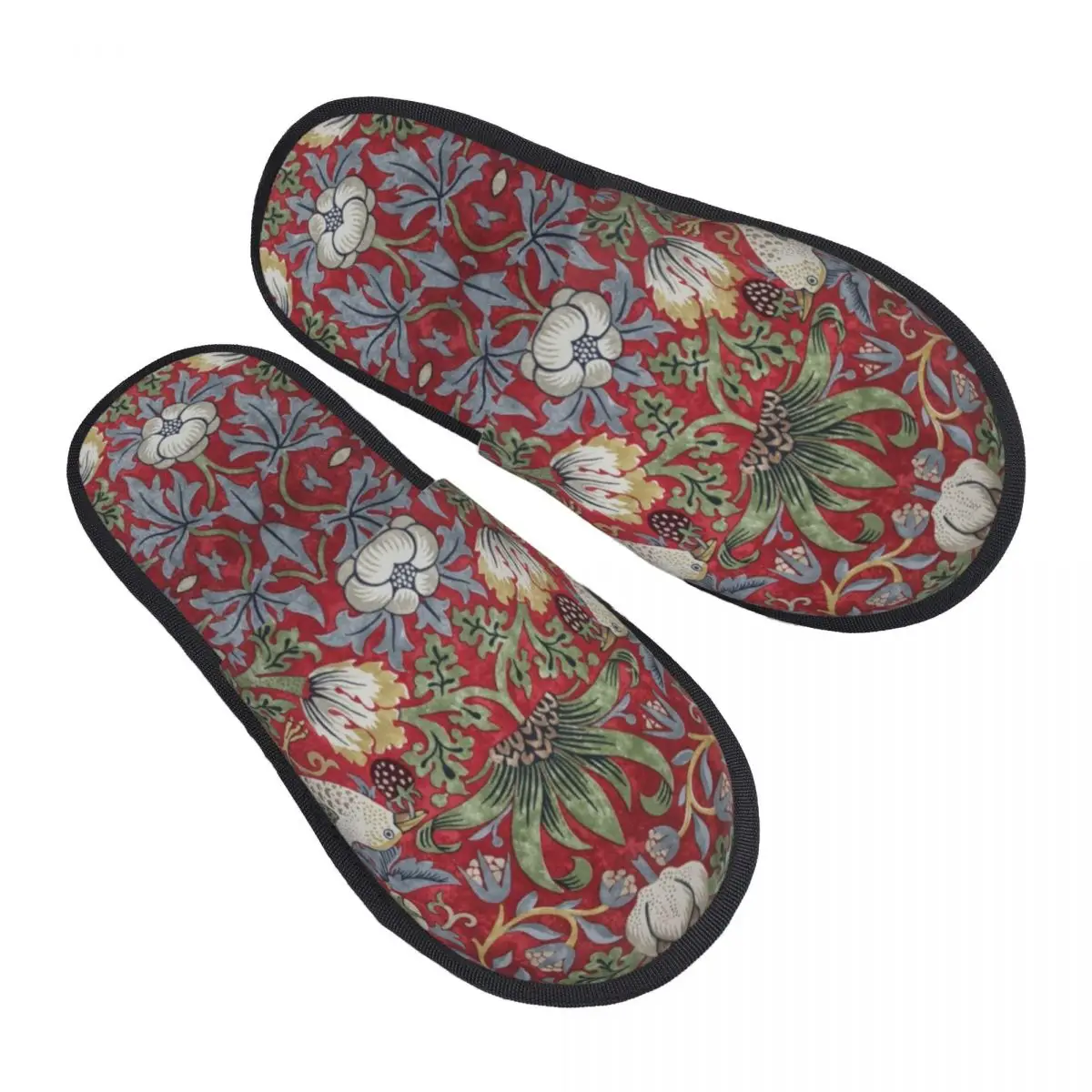 Custom Strawberry Thief By William Morris House Slippers Soft Memory Foam Vintage Bohochic Floral Slip On Bedroom Slipper Shoes