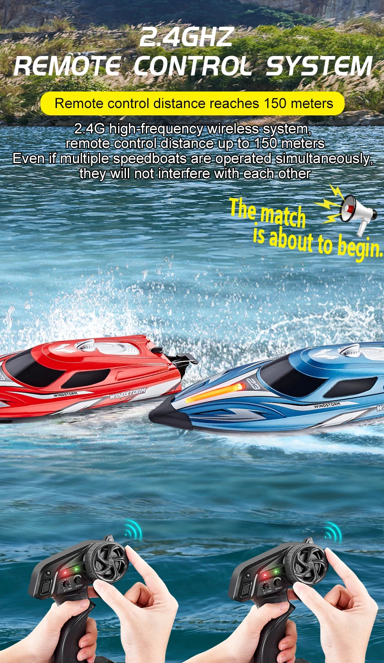 

2.4G 25KM/H High-Speed Remote Control Racing Ship Electric Water Speedboat Low Battery Alarm RC Racing Boat Speedboat Toy Gift
