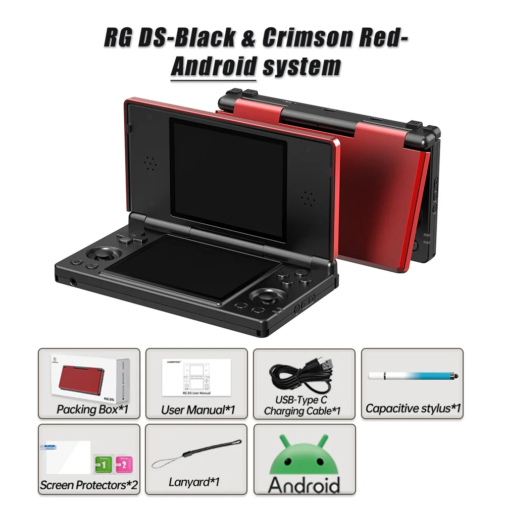 Anbernic RG DS Retro Videogameconsole 4 inch IPS Dual Multi-touch scherm Android 14 Flip Game Player RGDS als kerstcadeau