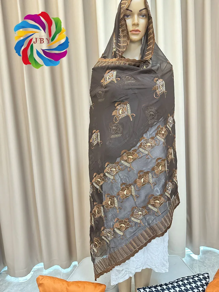 2023 новый африканский исламский женский шарф модный Пашмина тюрбан молитвенный шифон 200*100 вышитая шаль накидка мусульманский хиджаб для женщин