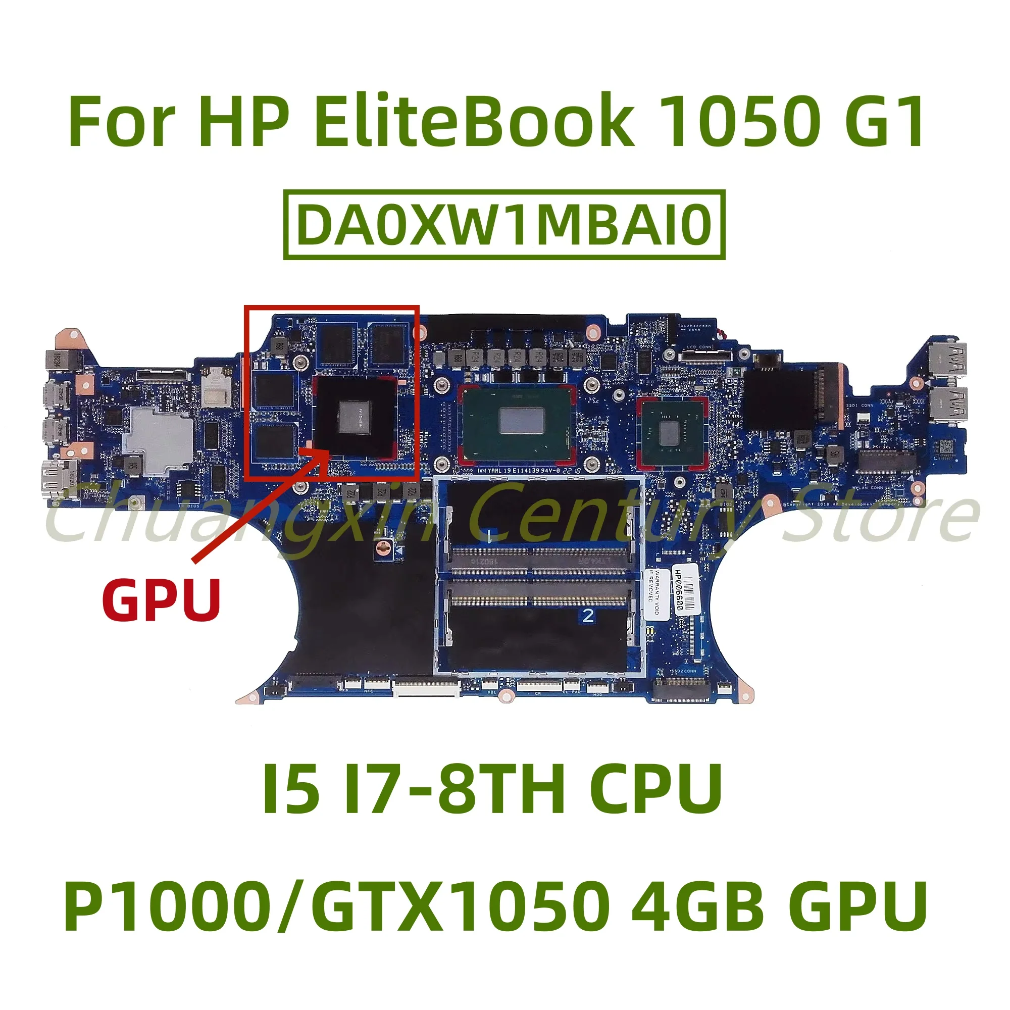 

DA0XW1MBAI0 motherboard suitable for HP EliteBook 1050 G1 laptop with I5 I7-8TH CPU P1000/GTX1050 4GB GPU 100% Tested Fully Work