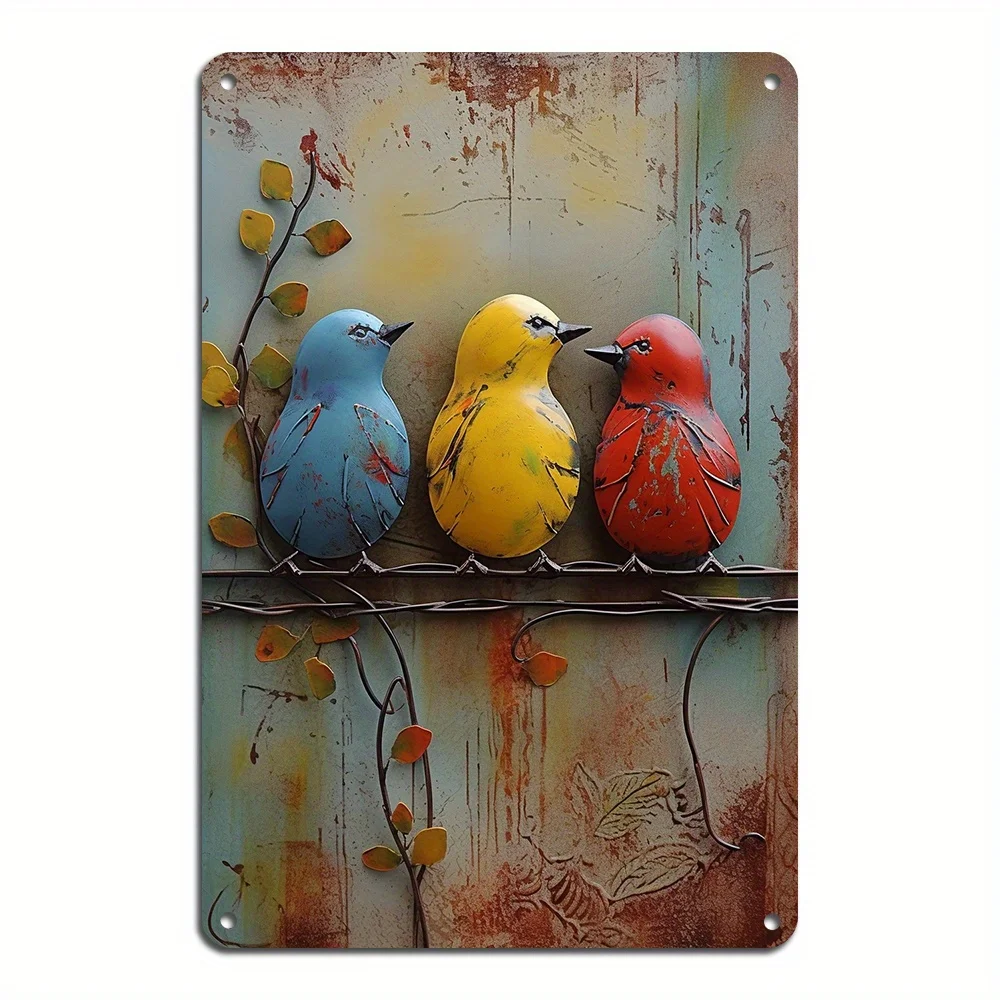 1PC Watercolour Bird Metal Wall Art Iron Construction 8x12 Inches Durable Hanging Decoration Easy To Install for Home Bar Garage