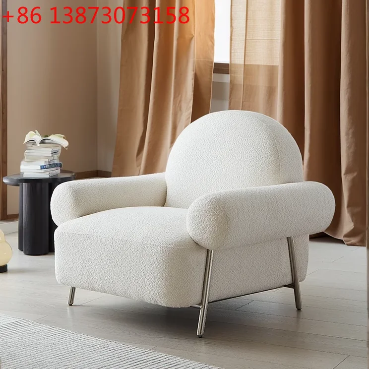 

Cream style single sofa Nordic leisure light luxury Internet celebrity designer single chair