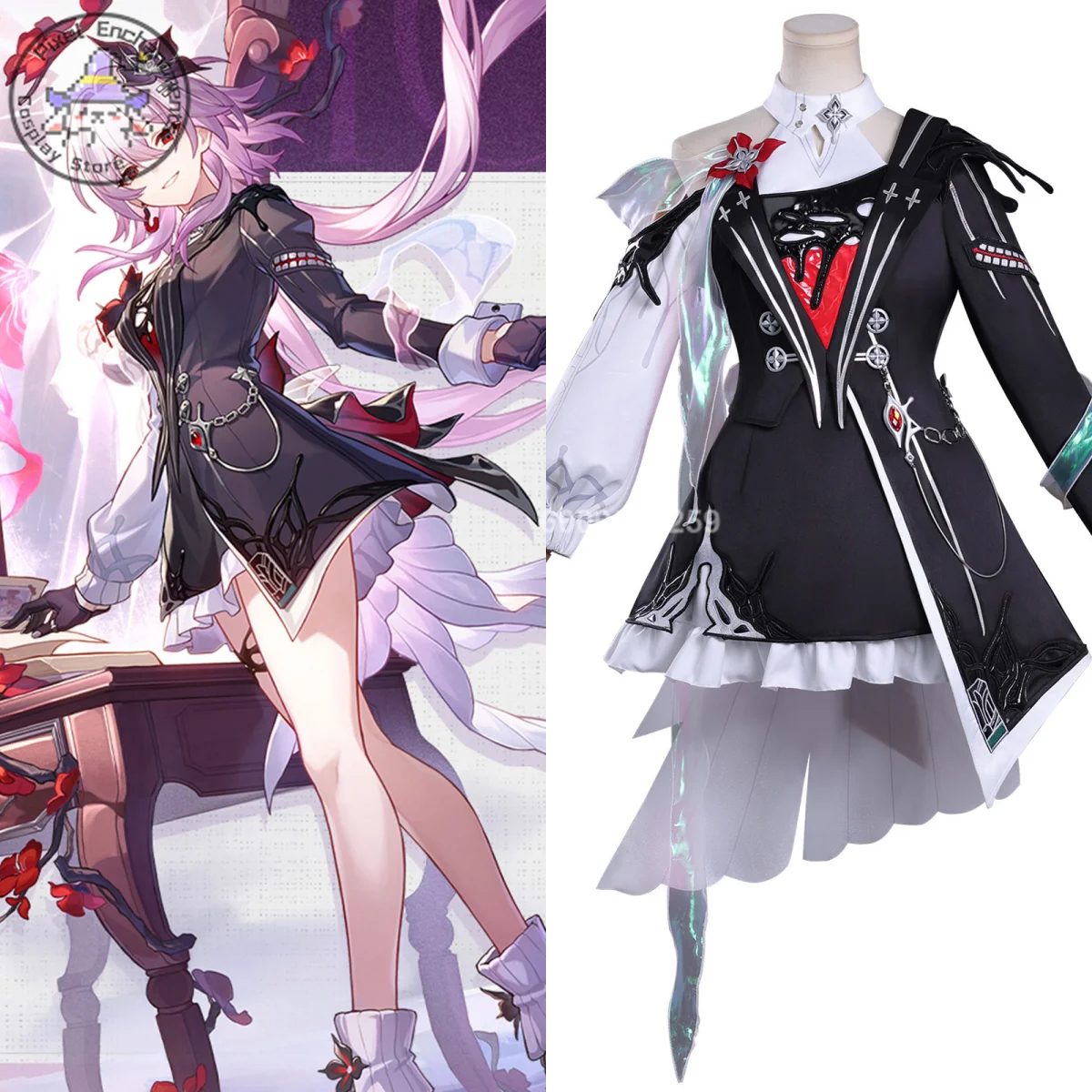 

Game Honkai: Star Rail Cosplay Costume Anime Evernight Role Playing Black Uniform Dress Outfit Women Comic Con Halloween Party