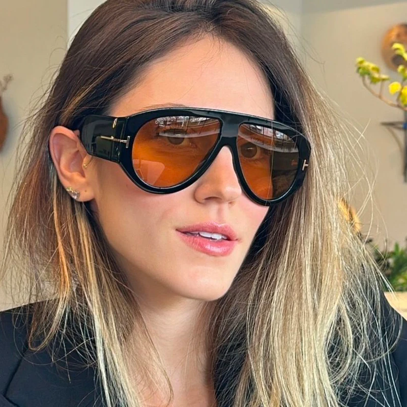 

2024 New Fashion Brand T Big Frame Outdoor Sunglasses Women Men Vintage Punk Brown Sun Glasses Female Shades Oculos De Sol
