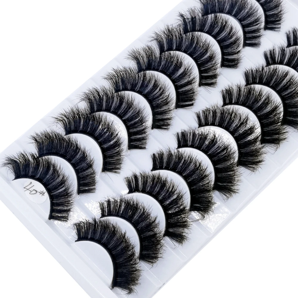 AMSDCN 10 pairs Eyelashes 3D Natural False Lashes Fluffy Soft Cross Fake Lashes Wispy Natural Long Eyelash Extension Makeup