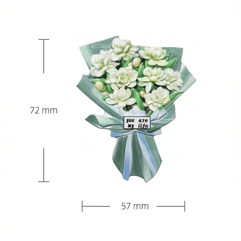 White Jasmine Fridge Magnet 3D Resin We Made a Flower Bouquet Refrigerator Cute Magnets Home Office Decor Romantic Souvenir Gift