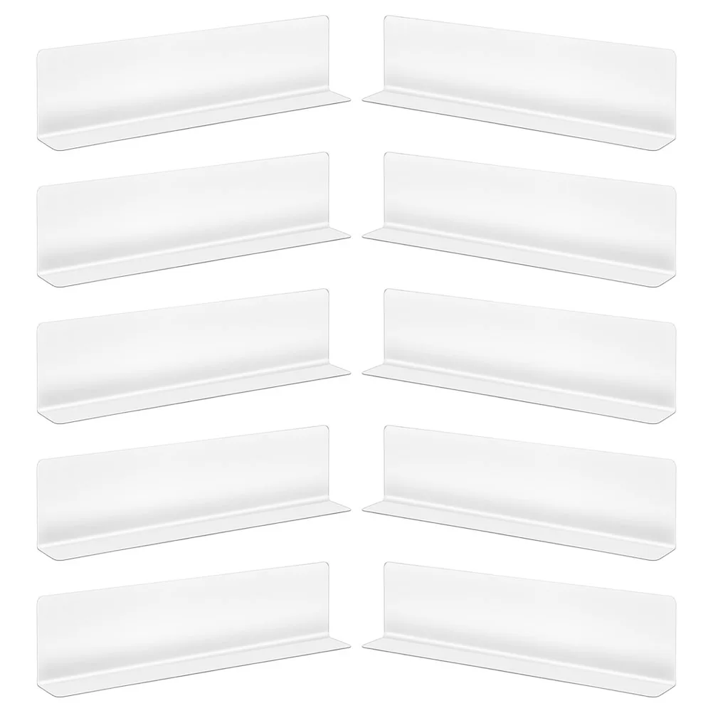 

10Pcs Clear L Shaped Shelf Dividers PVC Clapboard Organizers for Supermarket Retail Store Closet Cabinet Separators Transparent