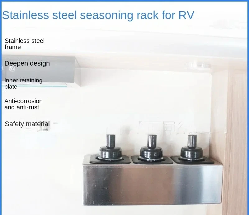Kitchen Seasoning Rack Household Spice Jar Stainless Steel Corner Shelf RV Motor Caravan