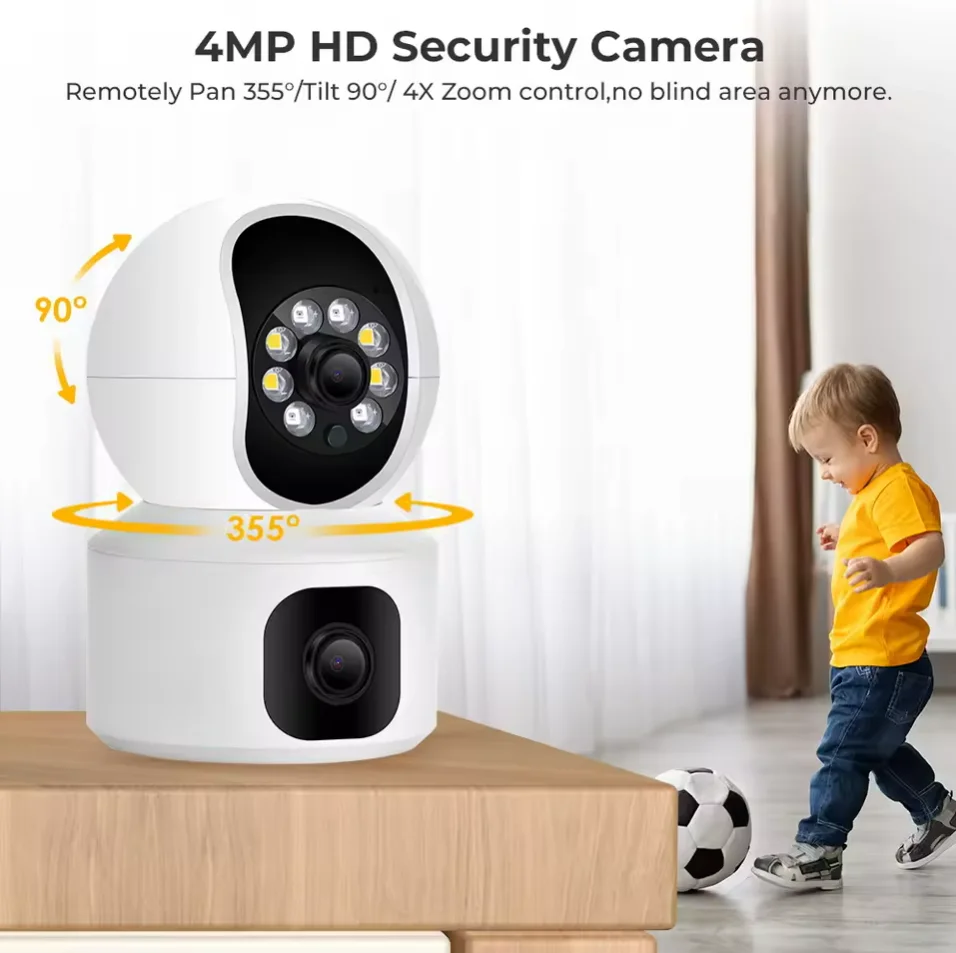 كاميرا 2MP بعدسة مزدوجة ذكية 2.4G WIFI Home 1080P HD شاشة مزدوجة كاميرات مراقبة فيديو لاسلكية داخلية
