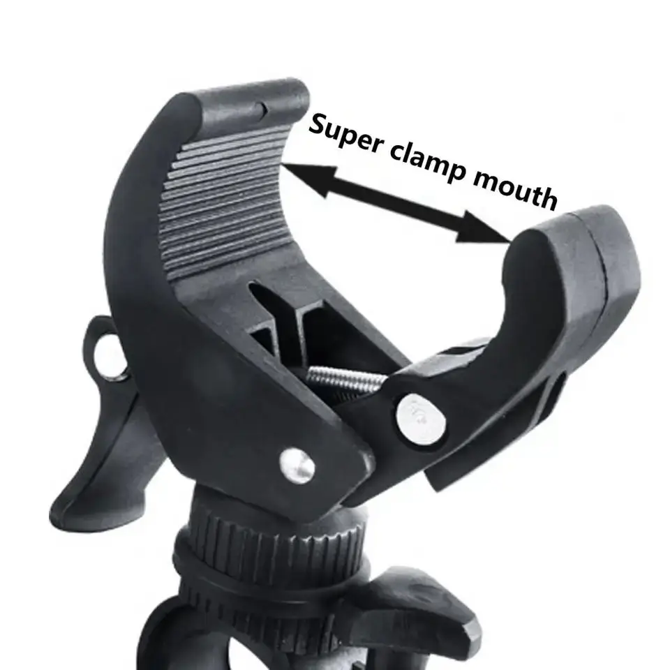 Bicycle Handlebar Flashlight Clip Holder Universal 360 Degree Rotating Bike LED Torch Mount Clamp Grip Bracket